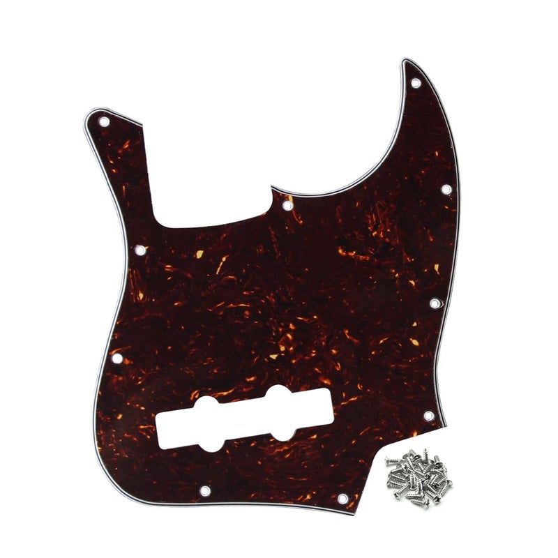 FLEOR 10 Hole J Bass Pickguard Scratch Plate Pick Guards for 4 Strings American/Mexican Standard J Bass Part, 4Ply Brown Tortoise Shell - Image 1